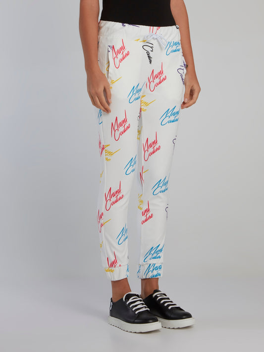 White Signature All Over Trousers