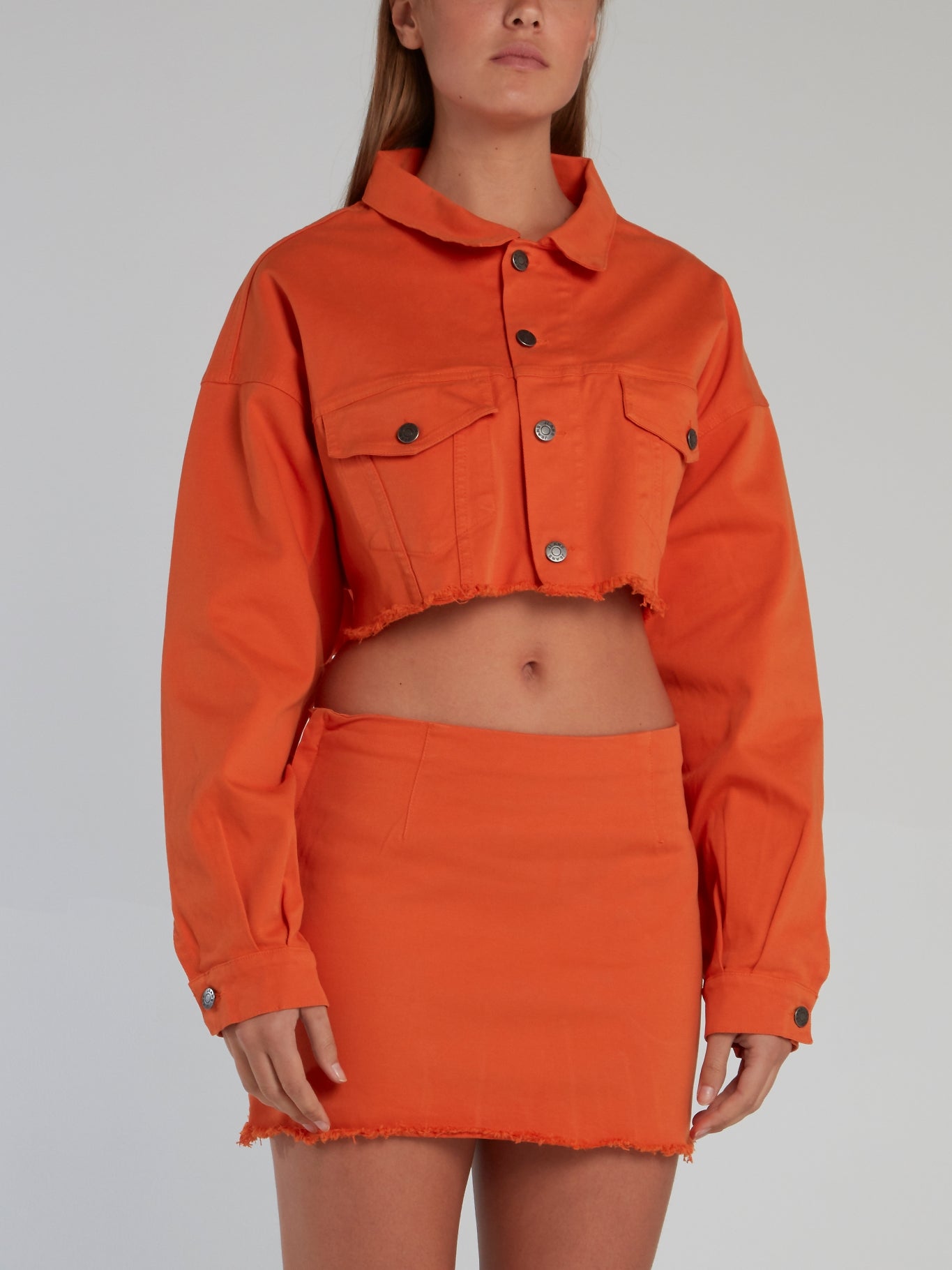 Orange Frayed Short Jacket