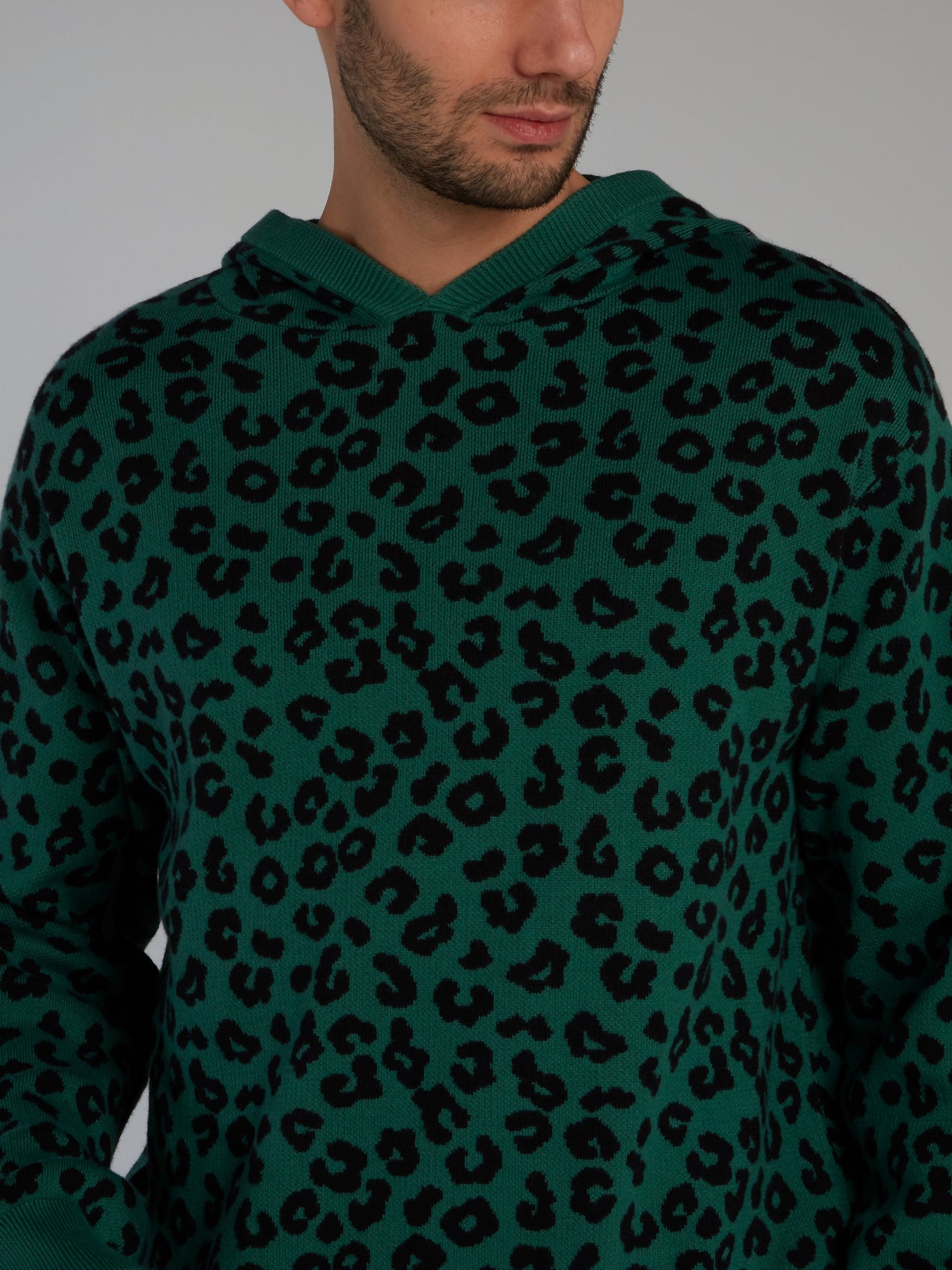 Green Jungle Leopard Hooded Sweater