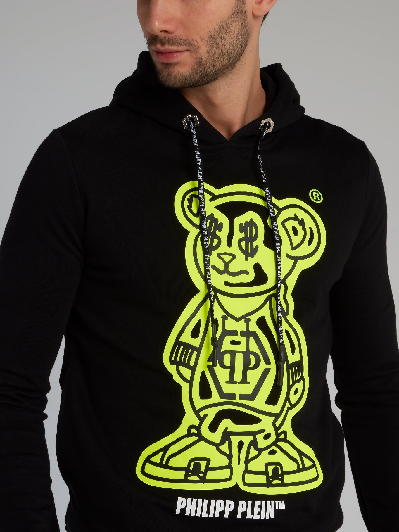 Neon Teddy Bear Drawstring Hoodie