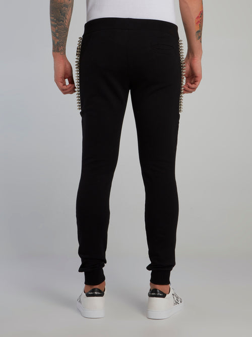 Black Spike Studded Jogging Trousers