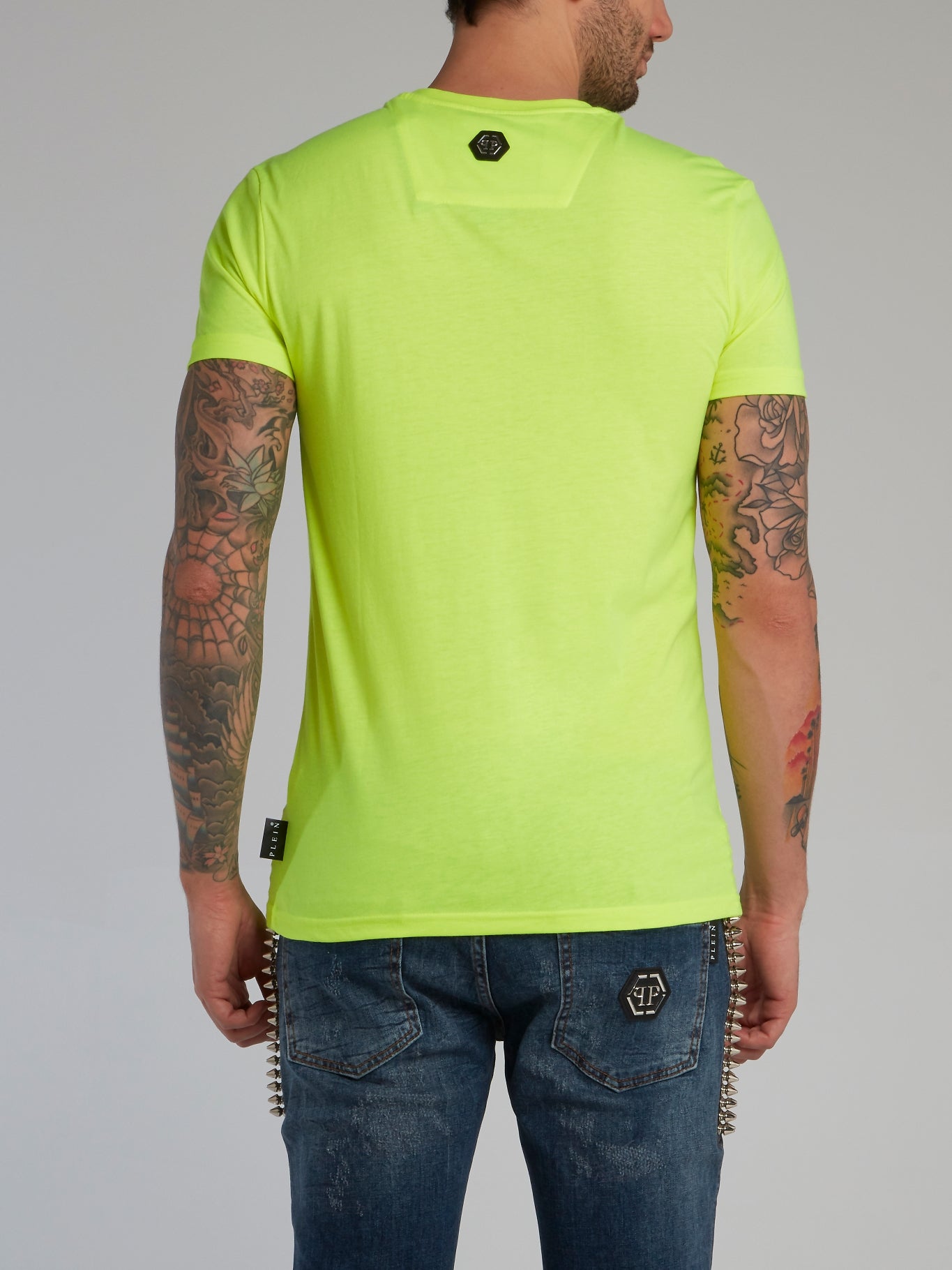 Neon Yellow Classic Logo Crewneck T-Shirt