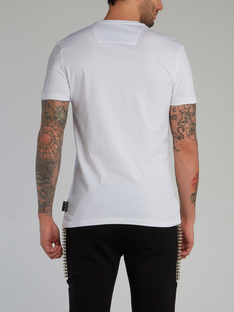 White Logo Appliquéd Cotton T-Shirt