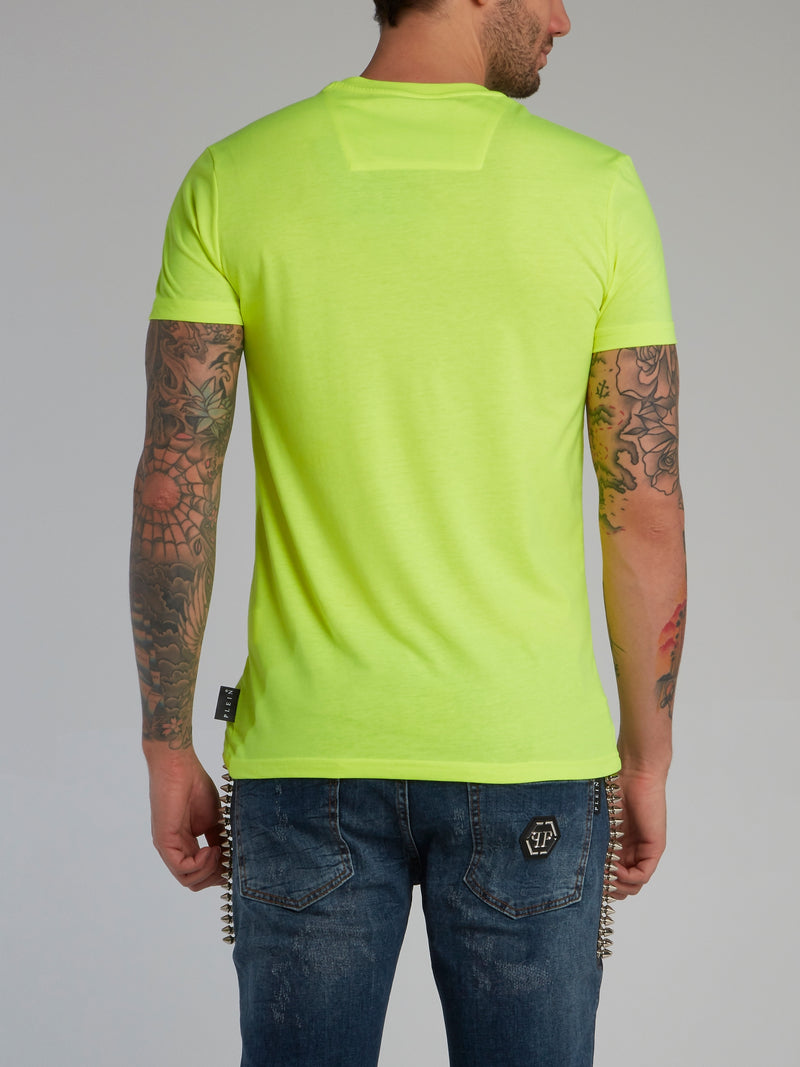 Neon Yellow Logo Appliquéd Cotton T-Shirt