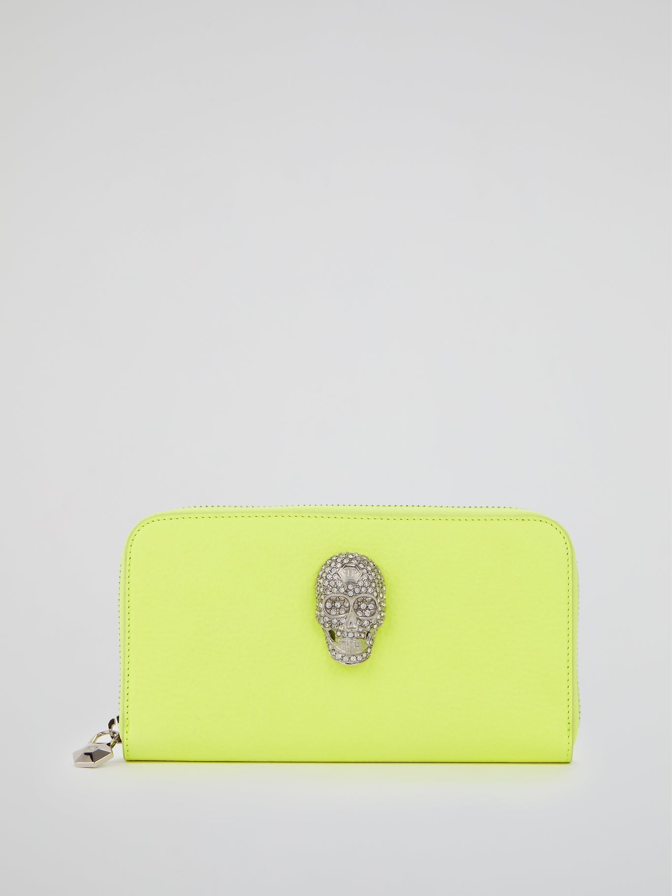 Neon Yellow Crystal Skull Continental Wallet