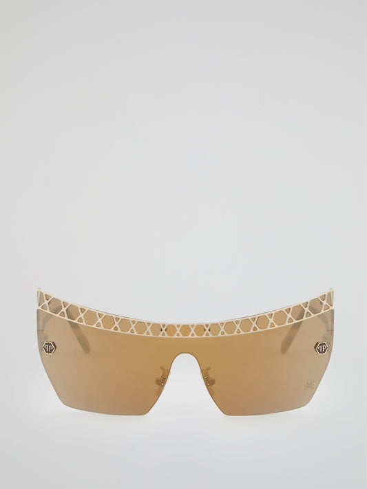 Gold Rimless Square Sunglasses