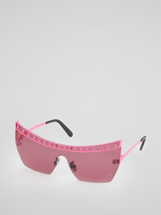 Pink Rimless Square Sunglasses