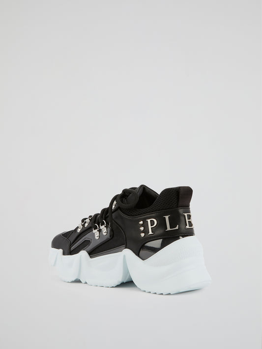 Black Runner Statement Platform Sneakers