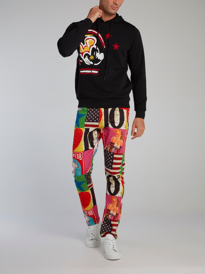 Mickey Mouse Black Embroidered Sweatshirt