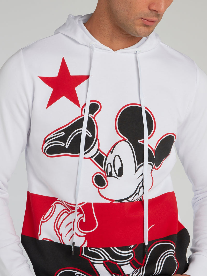 Mickey Mouse White Drawstring Hoodie