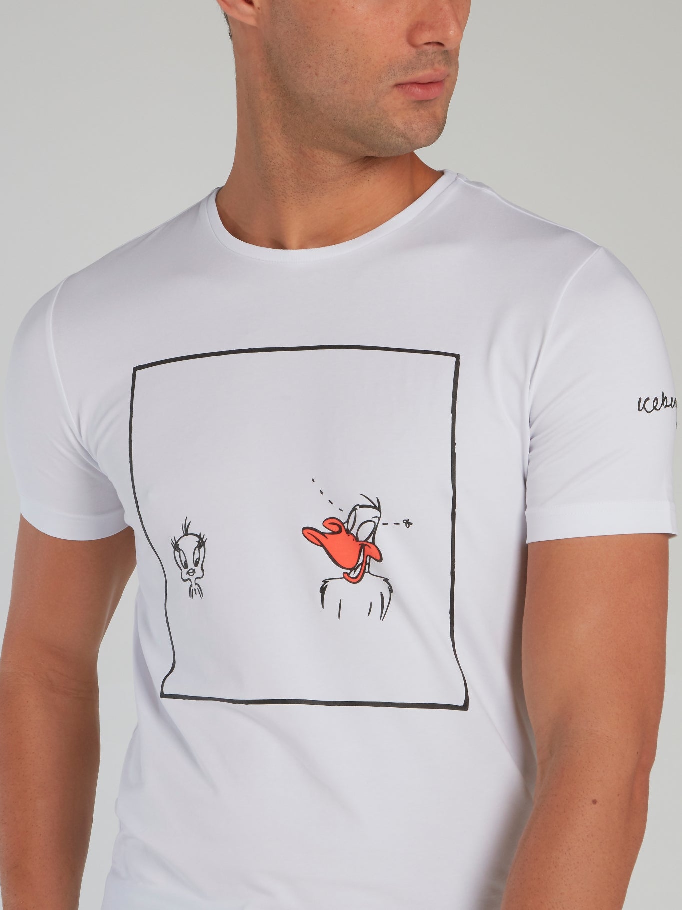 Daffy and Tweety White Printed T-Shirt