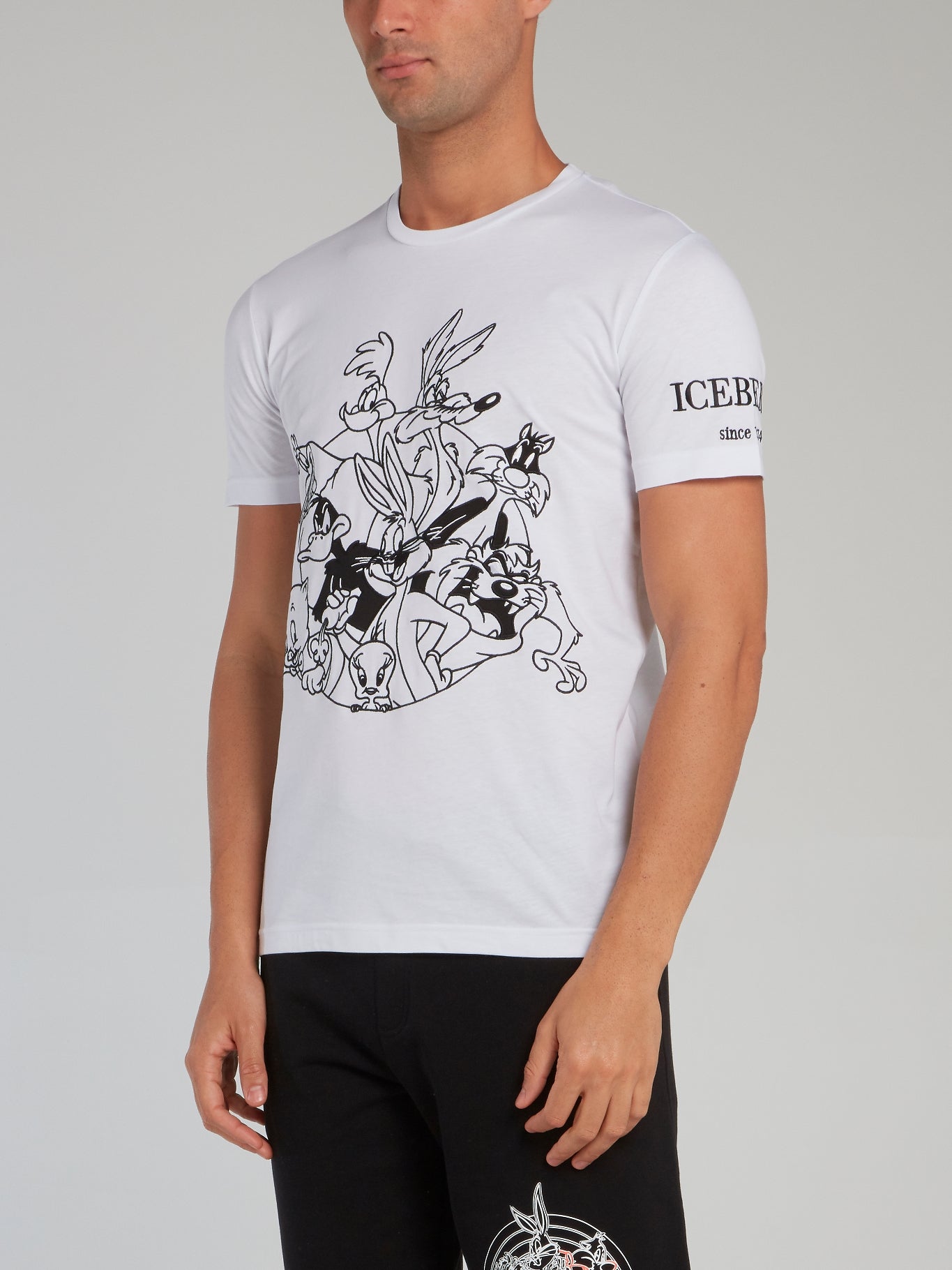 Looney Tunes White Contrast Embroidered T-Shirt