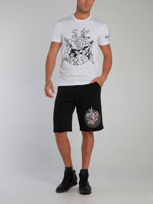 Looney Tunes White Contrast Embroidered T-Shirt