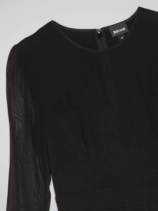 Black Quarter-Sleeve Mini Dress