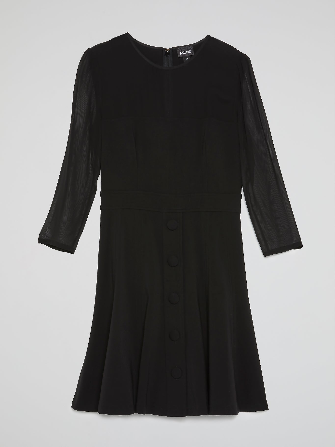 Black Quarter-Sleeve Mini Dress