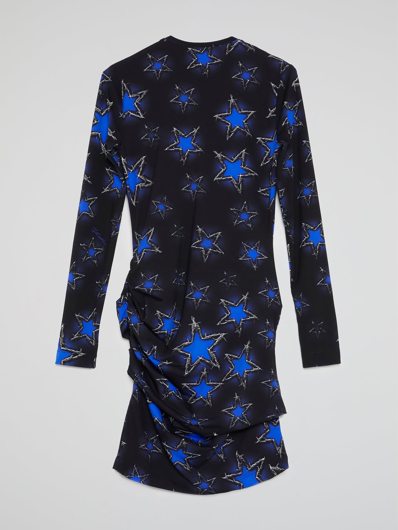 Navy Star Print Ruched Dress