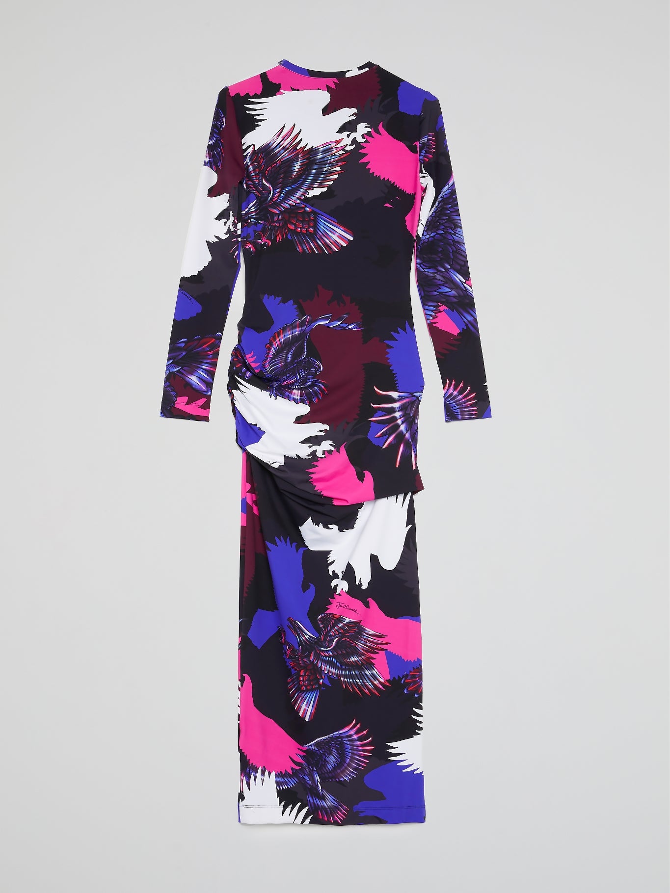 Eagle Print Ruched Maxi Dress