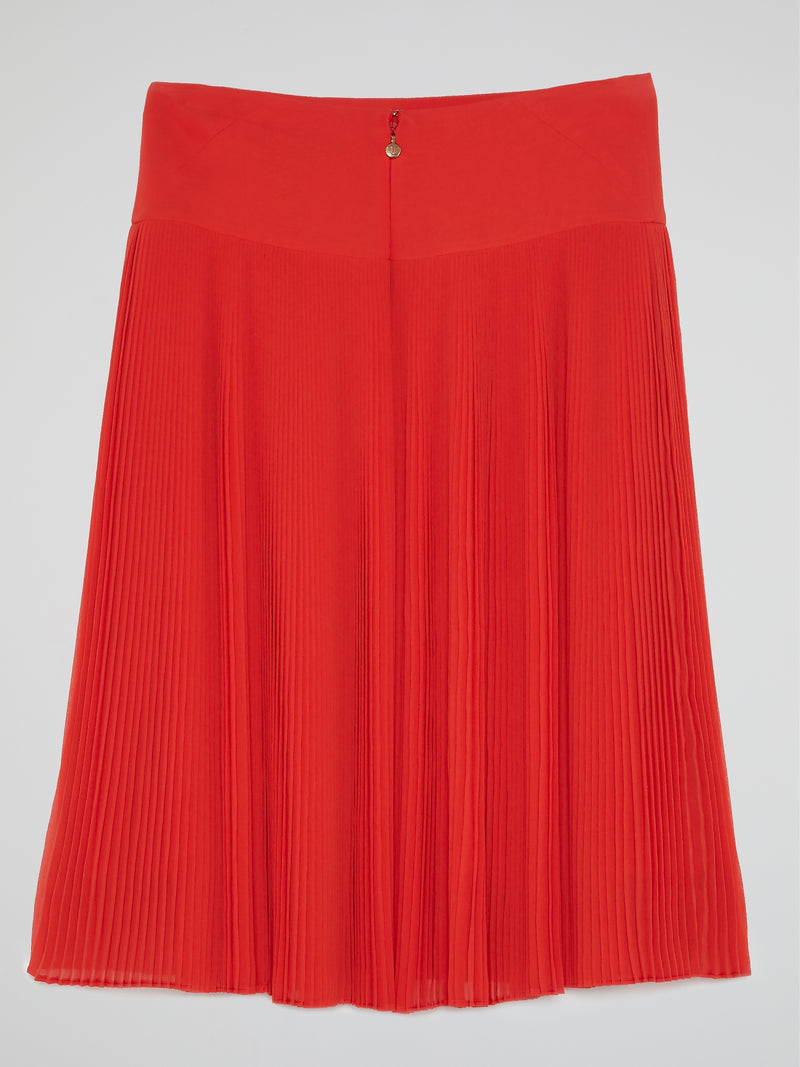 Red Accordion Pleated Skirt