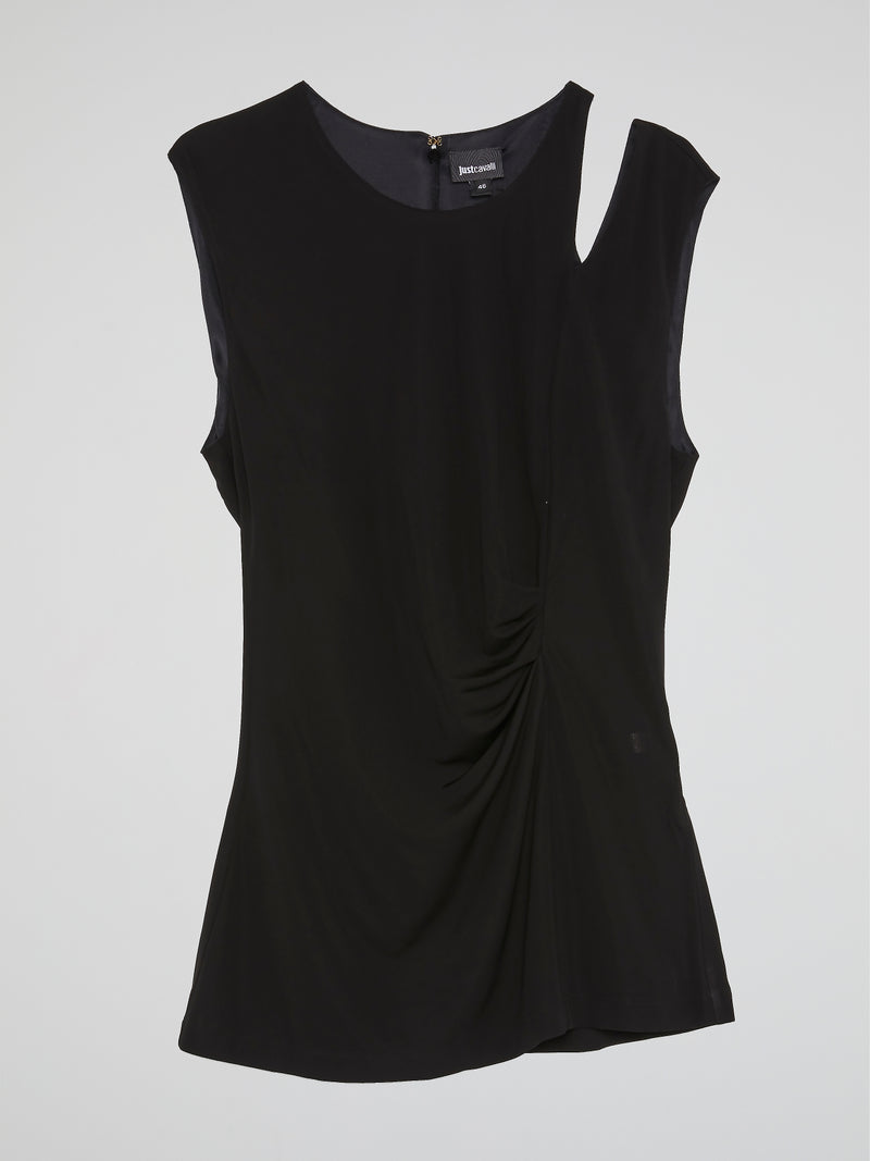 Black Cut Out Ruched Top