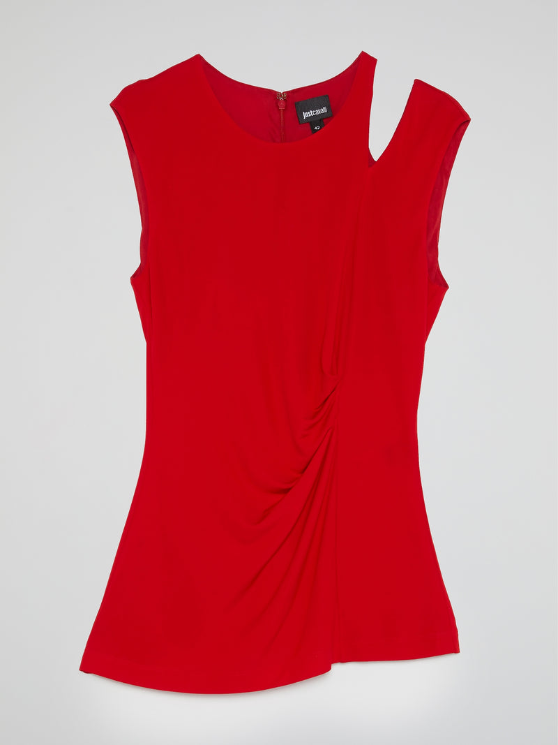 Red Cut Out Ruched Top