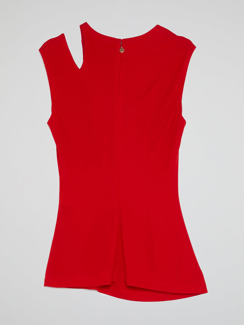 Red Cut Out Ruched Top