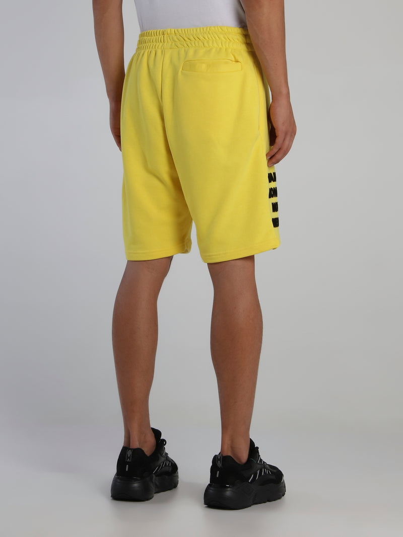 Yellow Drawstring Logo Shorts