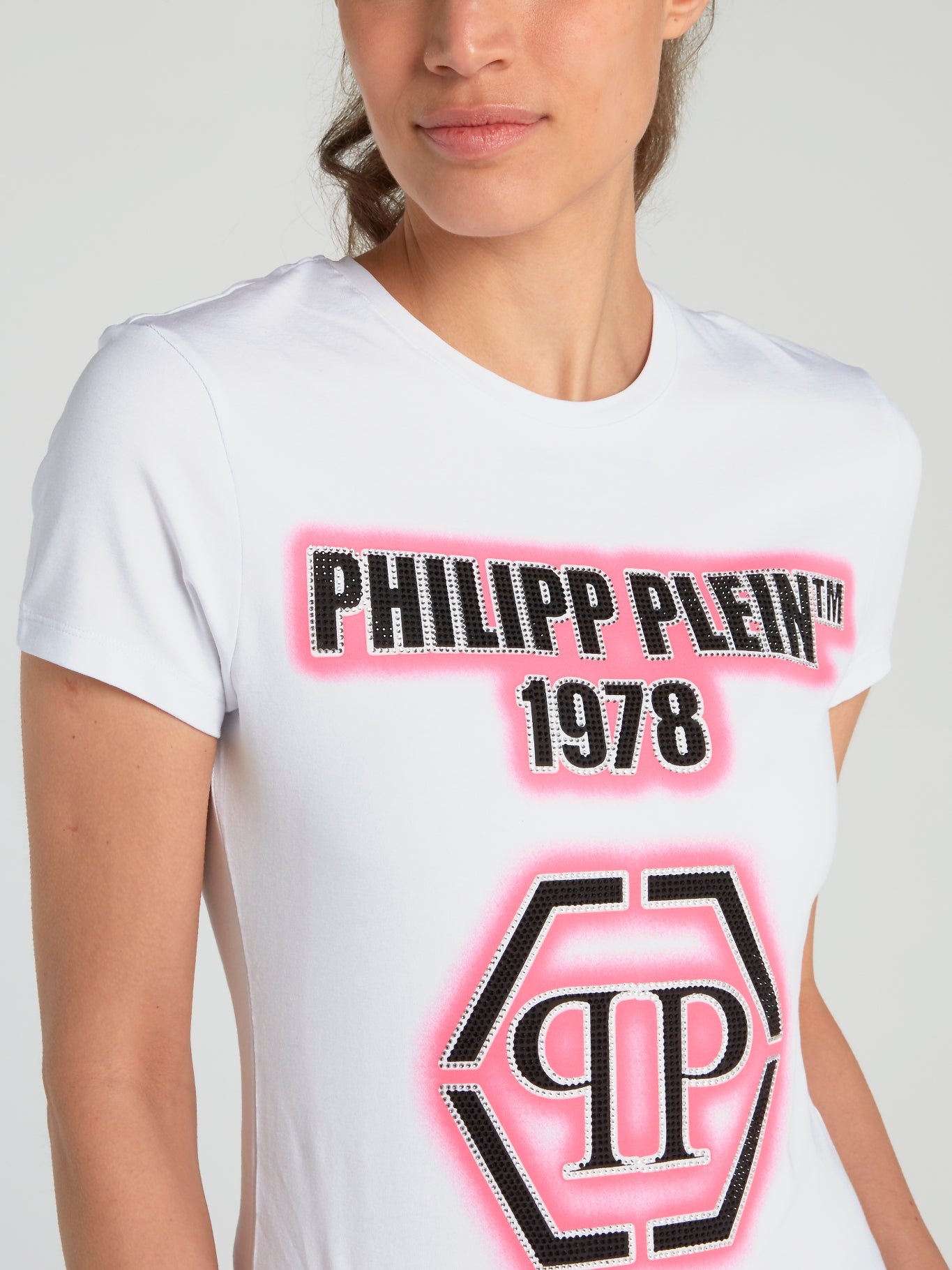 PP1978 White Rhinestone Logo T-Shirt