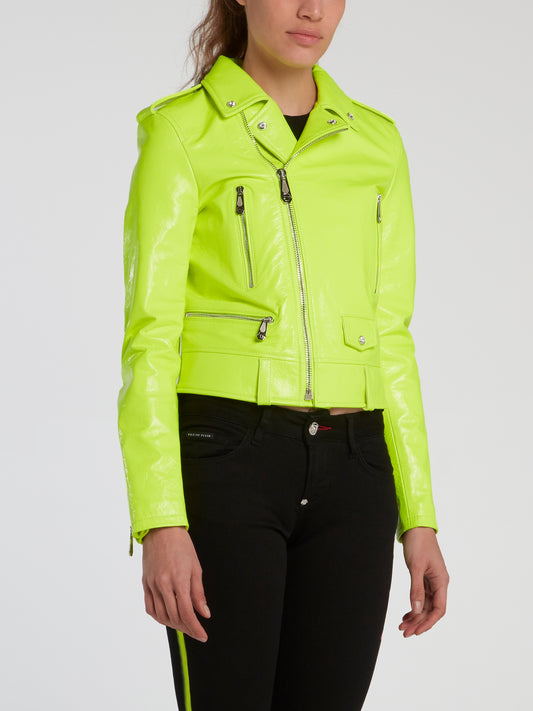 Neon Leather Biker Jacket
