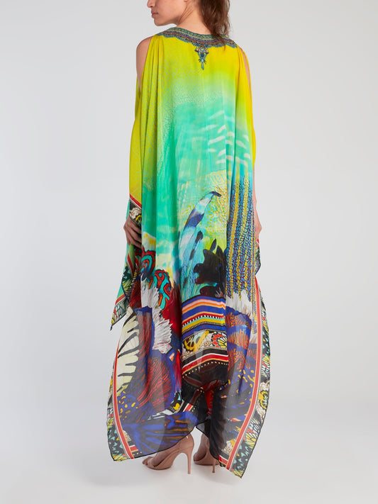 Asymmetric Overlay Silk Dress