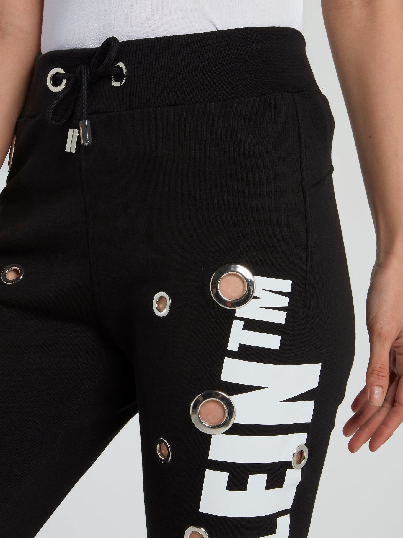 Black Ring Embellished Running Trousers