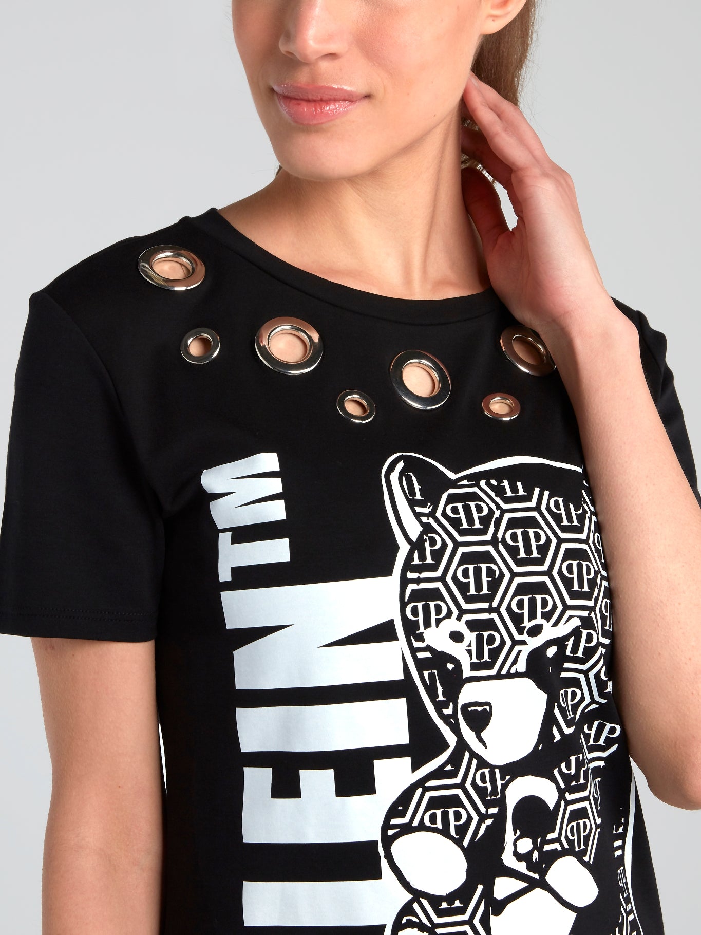 black ring detail shirt dress Hedlea Draped Ring Detail Mini Dress | Black | Womens