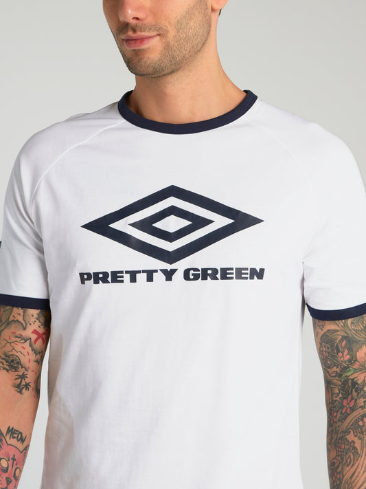 Pretty Green x Umbro White Contrast Trim T-Shirt