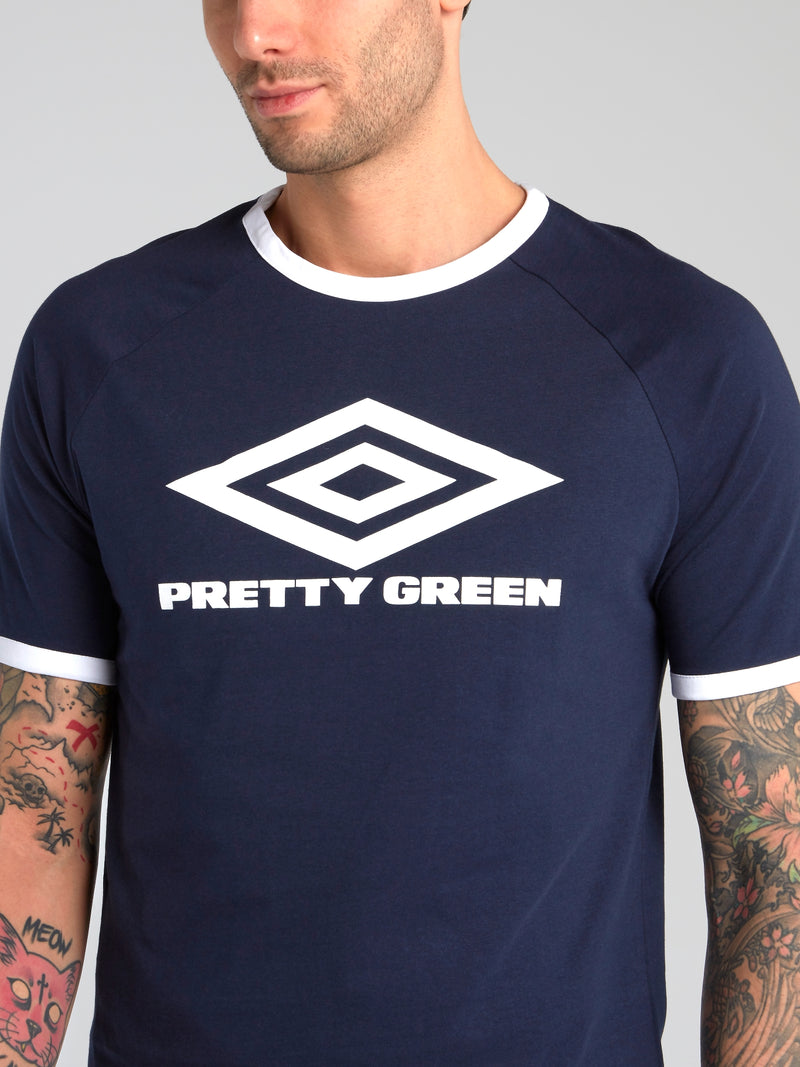 Pretty Green x Umbro Navy Contrast Trim T-Shirt