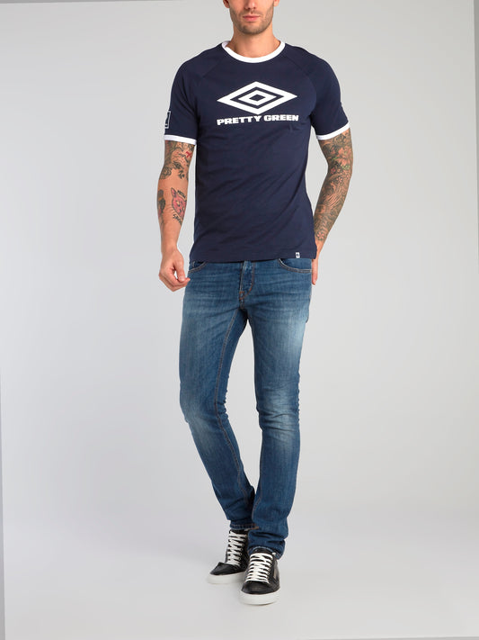 Pretty Green x Umbro Navy Contrast Trim T-Shirt