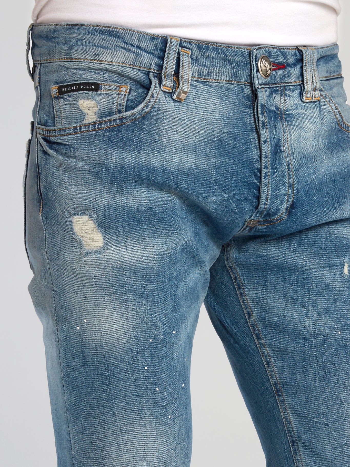 Acid Wash Distressed Denim Jeans