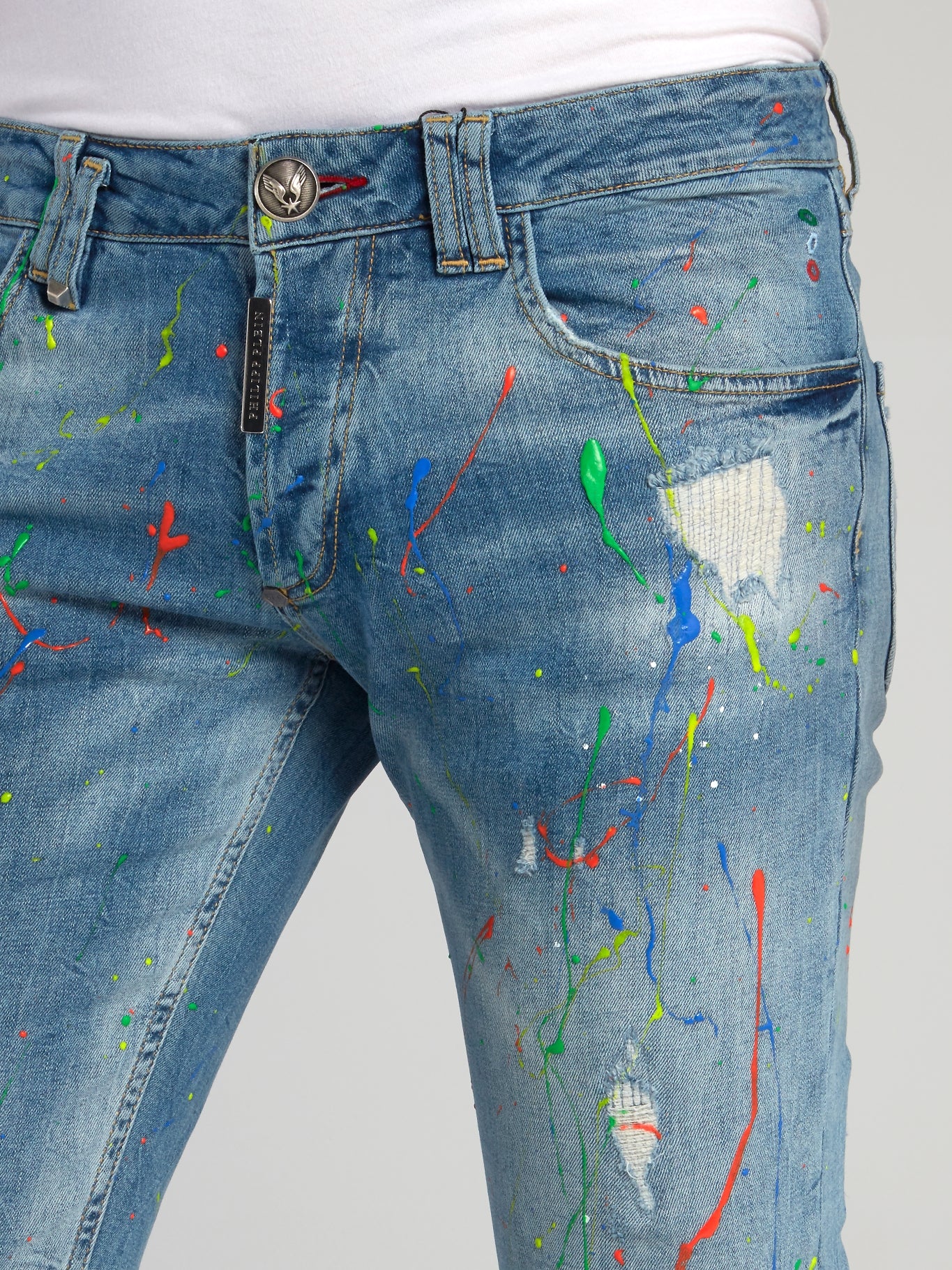 Black Paint Splatter Distressed Jeans