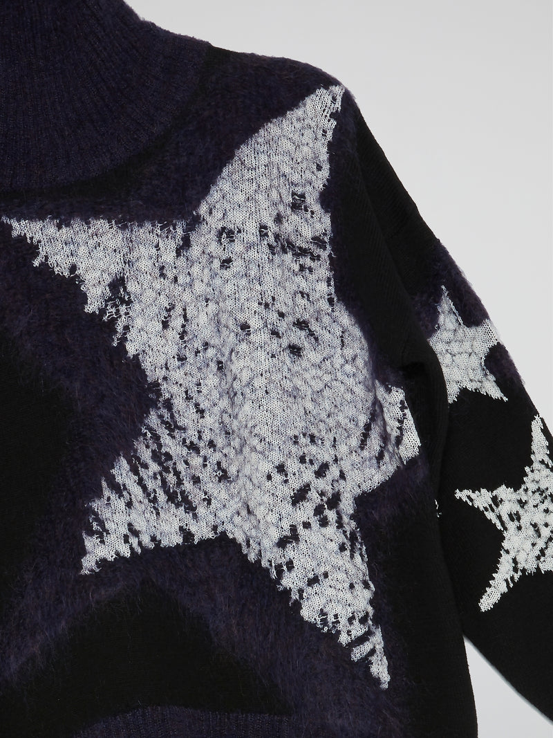 Star Print Turtleneck Sweater