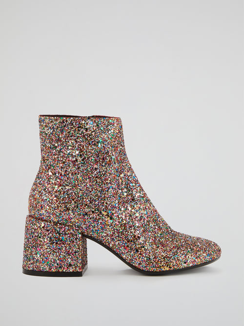 Glittered Block Heel Boots