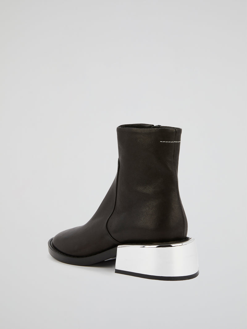 Black Contrast Heel Tabi Boots