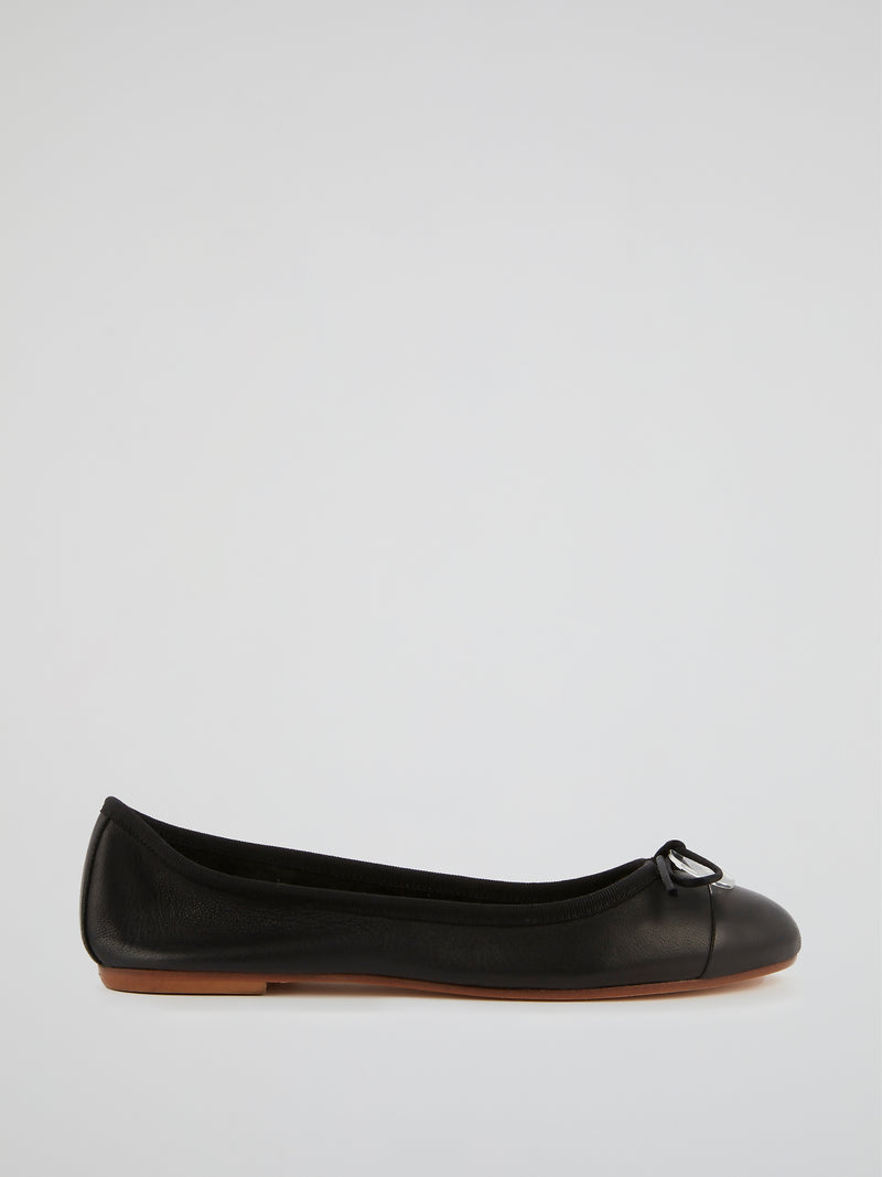 Black Leather Ballerina Shoes