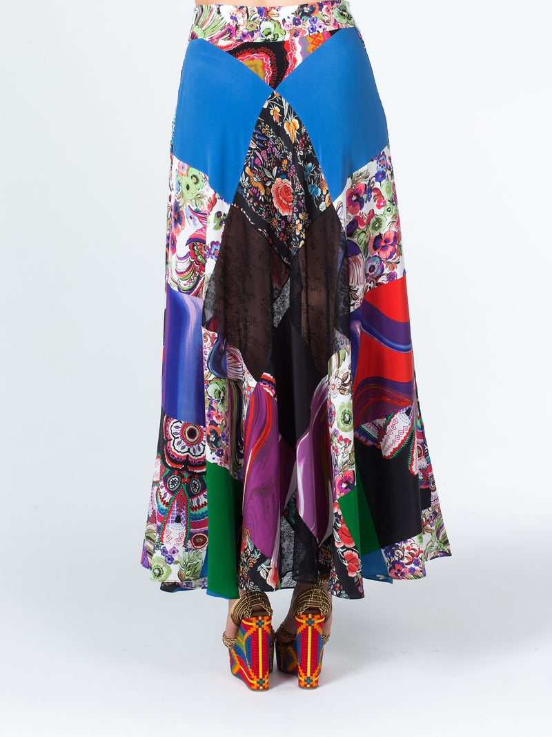 Multicoloured Lace Panel Skirt