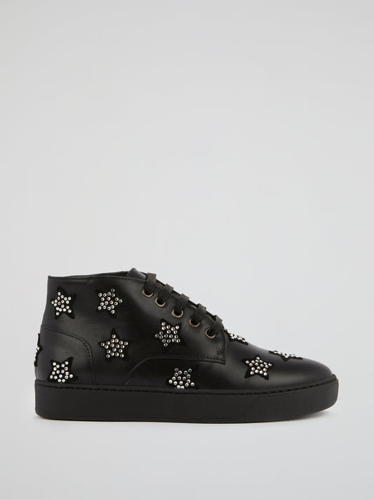 Black Strass Stars High Top Sneakers