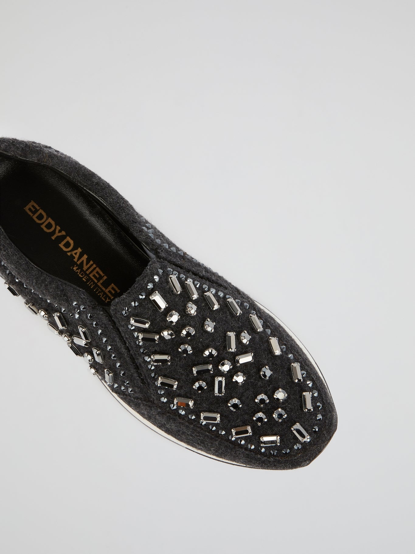 Black Merino Wool Crystal Sneakers
