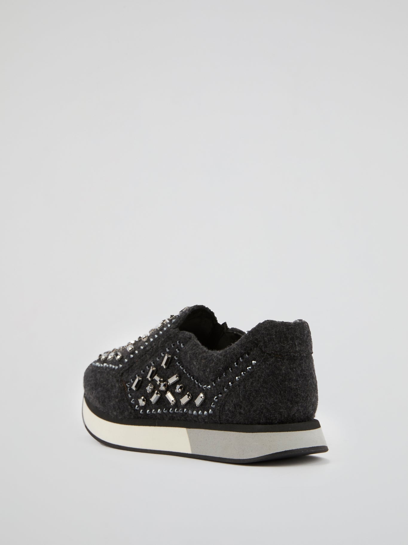Black Merino Wool Crystal Sneakers