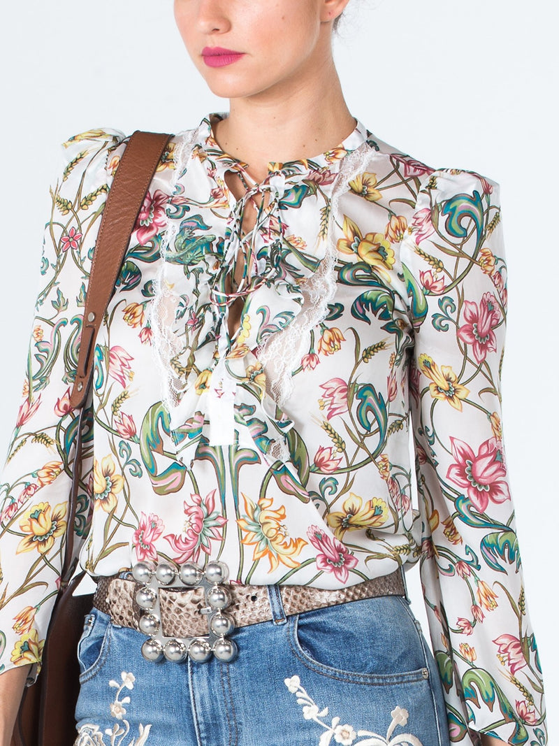 Floral Printed Bell Sleeve Blouse