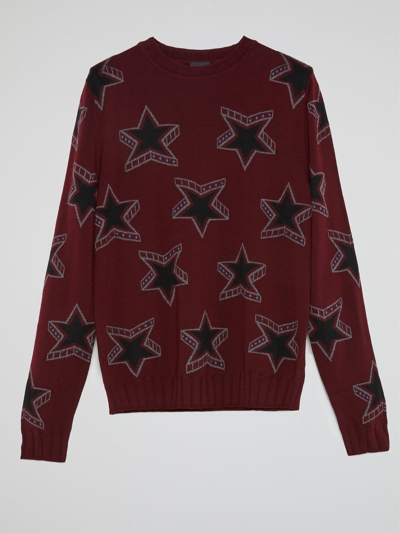 Burgundy Star Print Sweatshirt