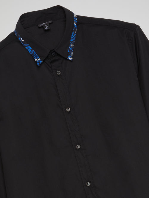 Black Printed Trim Shirt