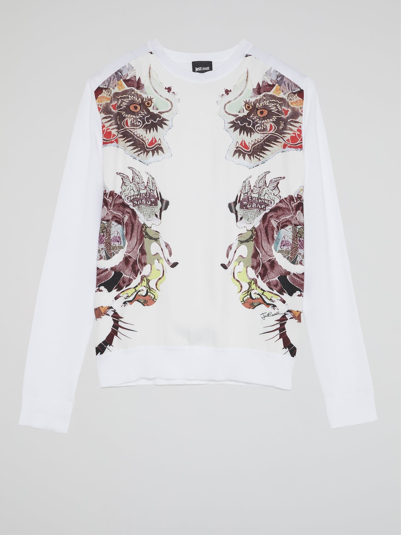 White Dragon Print Sweatshirt