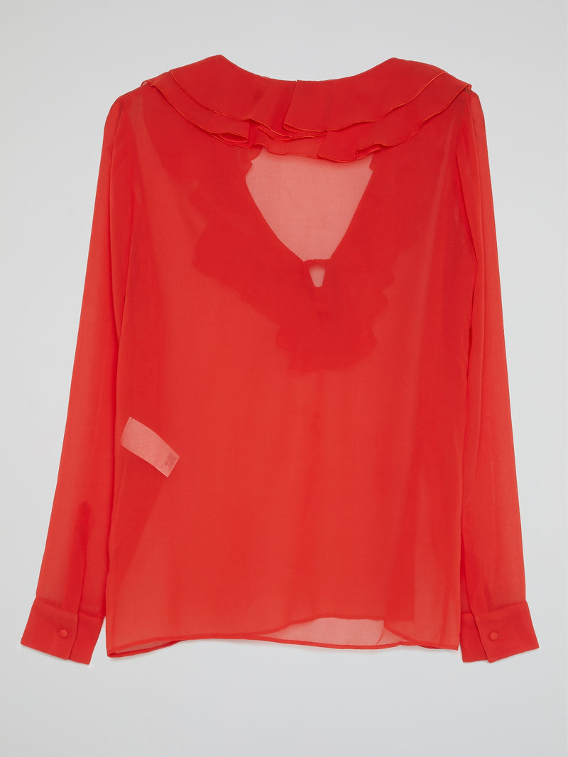 Red Frill Detail Blouse