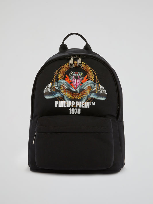 PP1978 Black Graphic Print Backpack